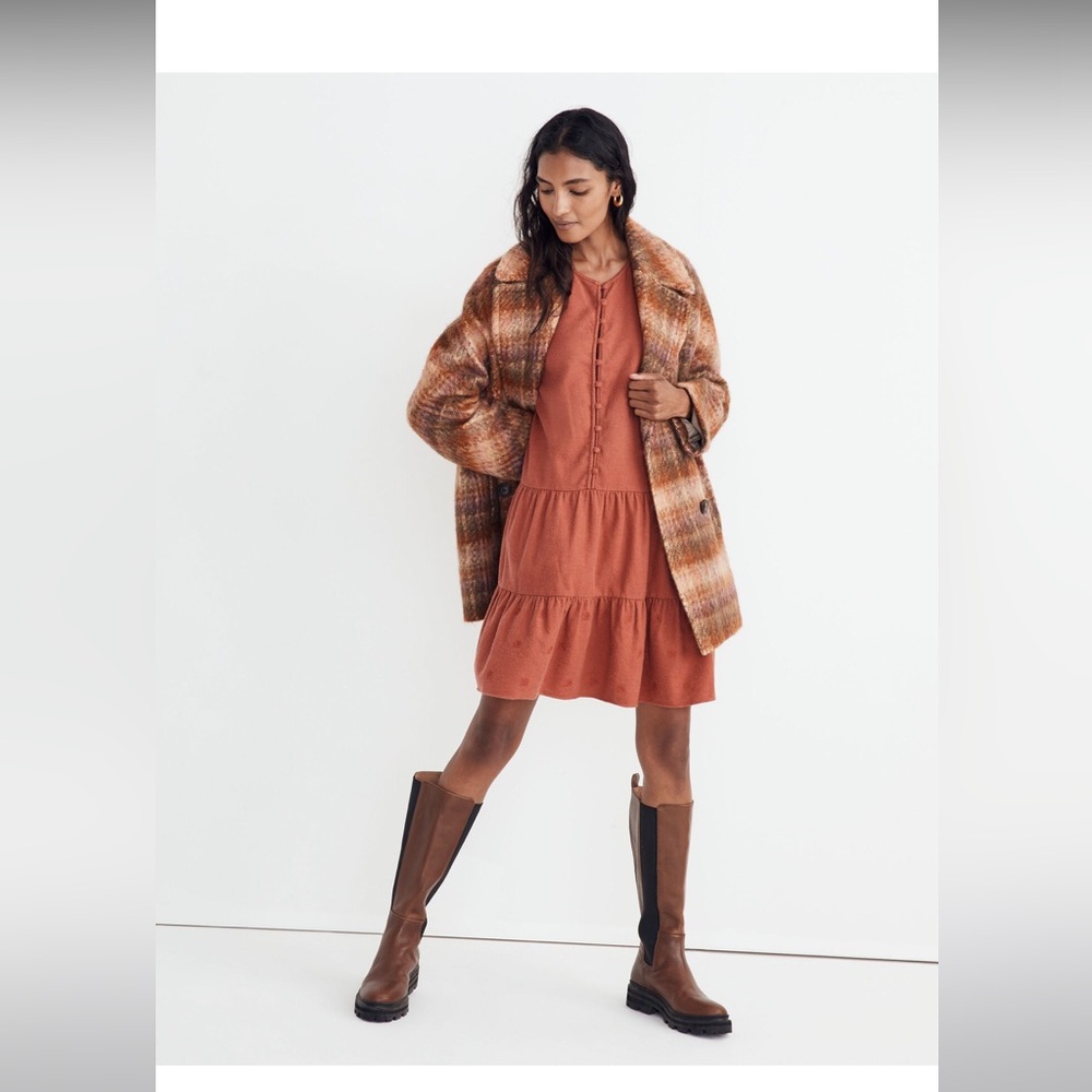 Madewell Flannel Mini dress L
COLOR WEATHERED BRICK